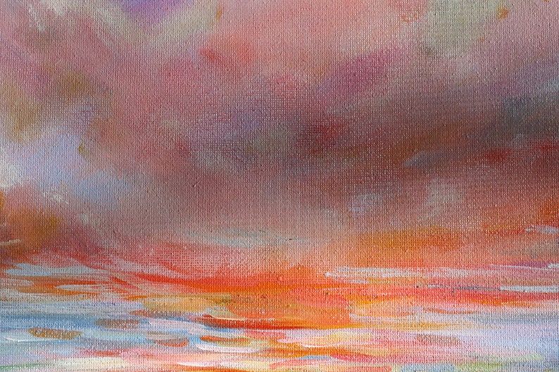 Abstract painting,sunset beach,seascape, wall decor, fine art, farmhouse country, beach decor, wall hanging, original art, lake ocean image 8