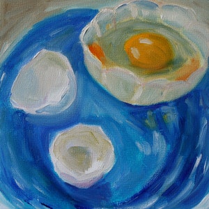 Painting Still Life - Oil Painting - Kitchen Art - Original Oil Painting - Egg Painting - Pop Art - fine art home decor - wall art modern