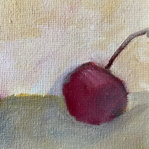 Black cherry Painting, original oil, 8.5x6.5 inches, small artwork, wall hanging, home decor,fruit painting, minimalist style, country image 2