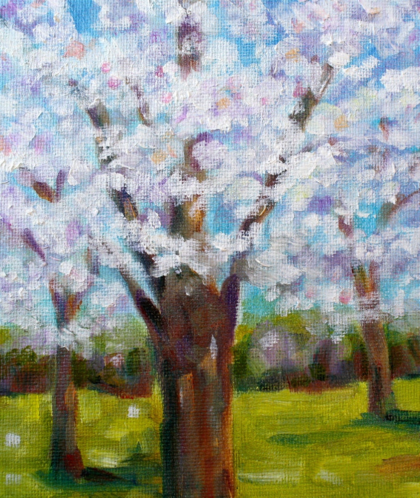 Original Oil Painting Tree Dogwood Tree BlossomsLandscape Etsy