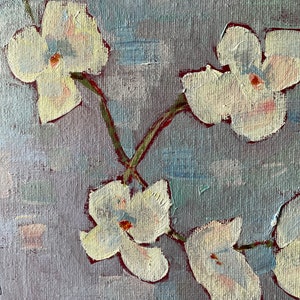 Dogwood spring flowers original oil painting home decor wall art canvas abstract art farmhouse style country home small painting image 9