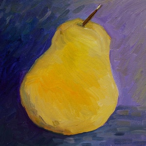 Oil Painting Pear - Original Painting - Still Life - Fruit Painting Pear - small painting - fine art - home decor