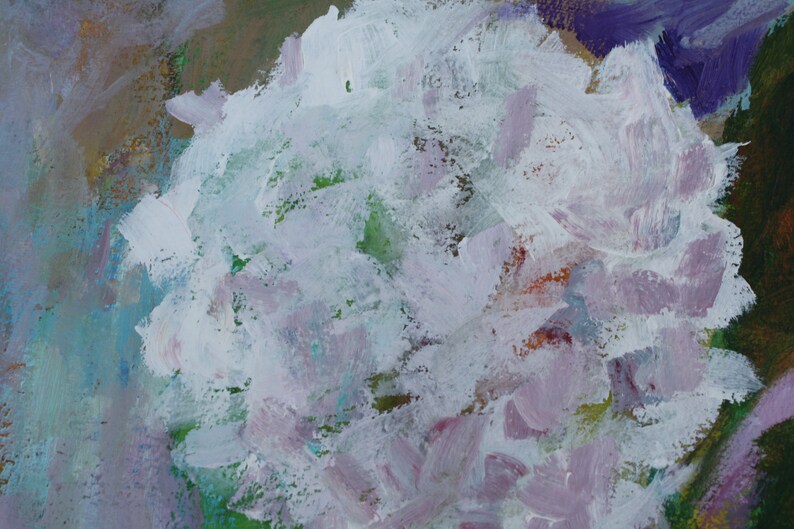 White Hydrangea Original Painting acrylic abstract floral | Etsy