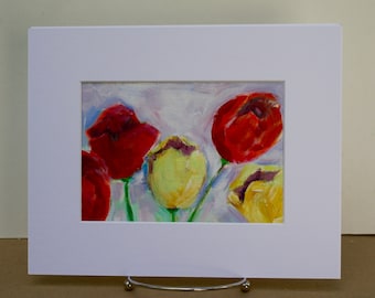 Tulip Painting in Acrylic - Small Painting Flowers - Floral Painting Still Life - wall decor spring - fine art home decor