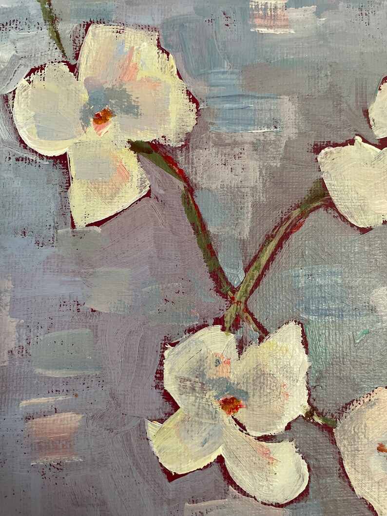 Dogwood spring flowers original oil painting home decor wall art canvas abstract art farmhouse style country home small painting image 4