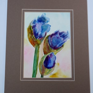 Flower Painting Iris painting Garden Bouquet original painting watercolor floral fine art home decor wall art purple flowers image 1