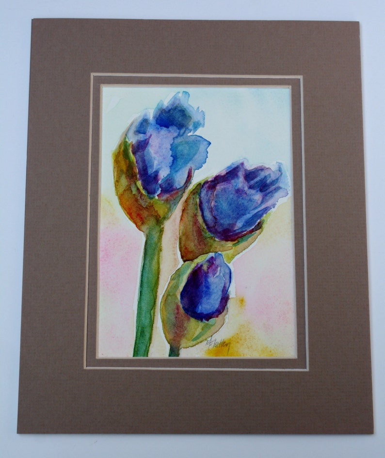 Flower Painting Iris painting Garden Bouquet original painting watercolor floral fine art home decor wall art purple flowers image 1