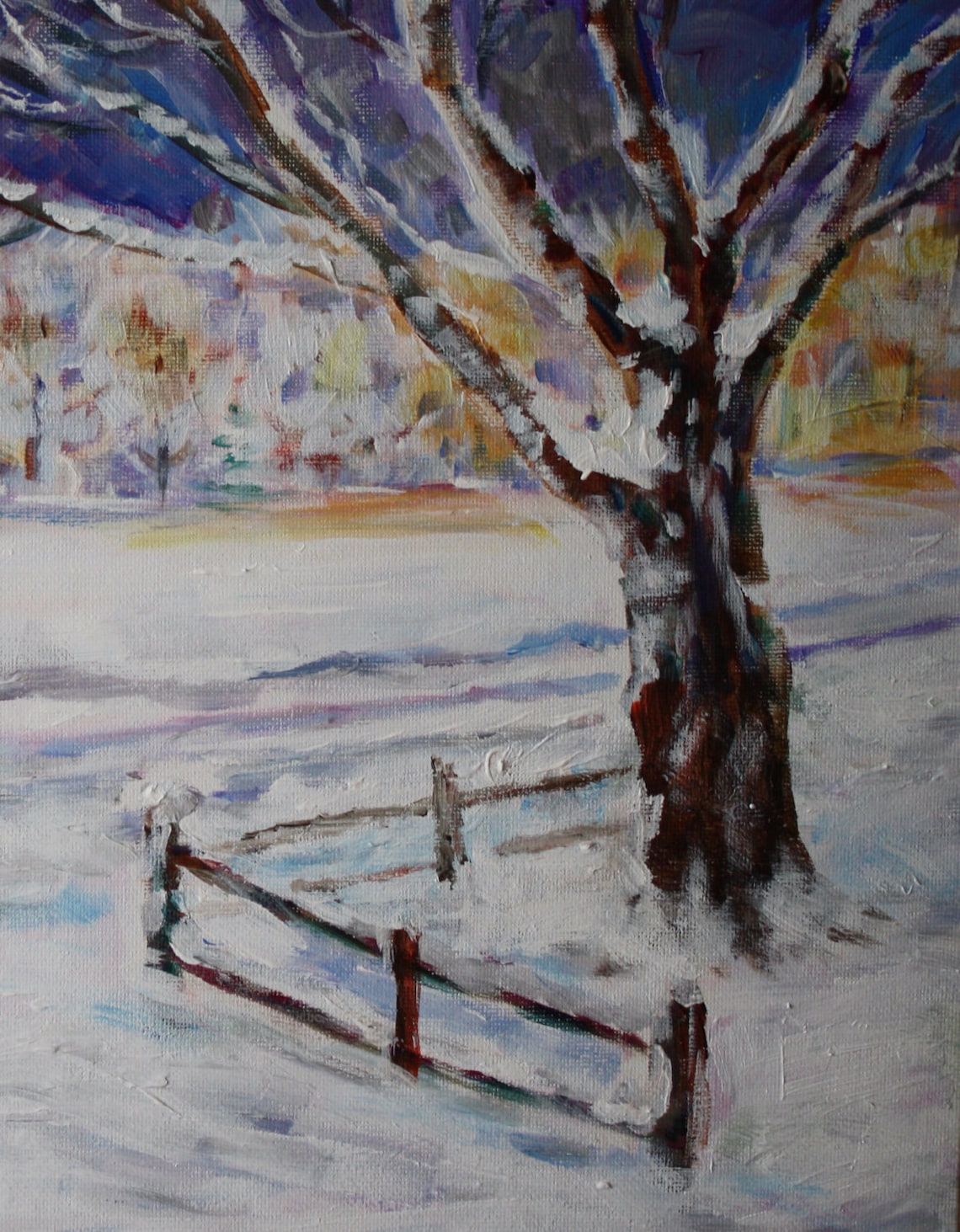 Winter Landscape Painting - Original Acrylic - Snow and Tree ...