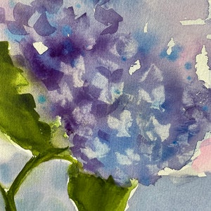 Blue hydrangeas, watercolor painting, original, flowers, floral, botanical fine art home decor wall hanging farmhouse country style image 8