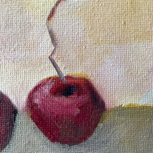 Black cherry Painting, original oil, 8.5x6.5 inches, small artwork, wall hanging, home decor,fruit painting, minimalist style, country image 3