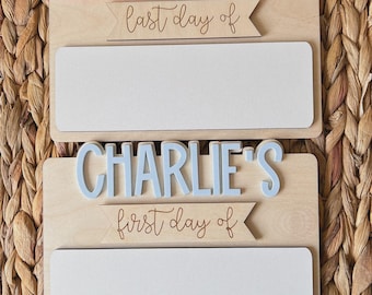 Custom First & Last Day School Sign | Reusable Acrylic | Wood Photo Prop | Back to School Board for Kids | Preschool Memory Board