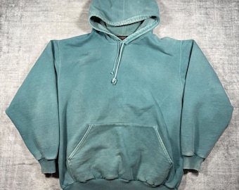 Wind River Sweatshirt Mens Large Teal Vintage 90s Faded Heavyweight Blank Hoodie