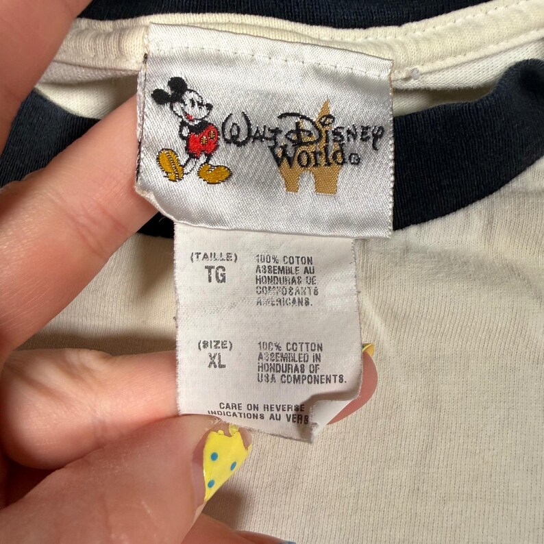 Mickey Mouse Shirt Mens XL White Walt Disney World Vintage Y2K Ringer Classic image 4