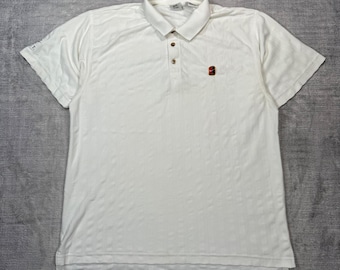 Polo Nike para hombre, talla grande, blanco, con rayas vintage, Challenge Court, ajuste perfecto, para tenis.