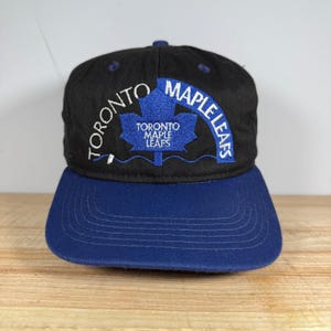 Toronto Maple Leafs Hat Mens OSFM Black Vintage 1992 NHL Drawstring Cinch Cap