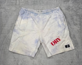 Pantalones cortos Molson Dry para hombre, talla pequeña, blancos, estilo vintage de los 90, teñidos con la técnica tie-dye, ropa deportiva suave.