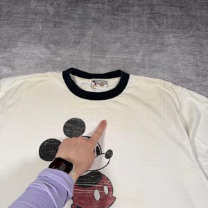 Mickey Mouse Shirt Mens XL White Walt Disney World Vintage Y2K Ringer Classic image 3