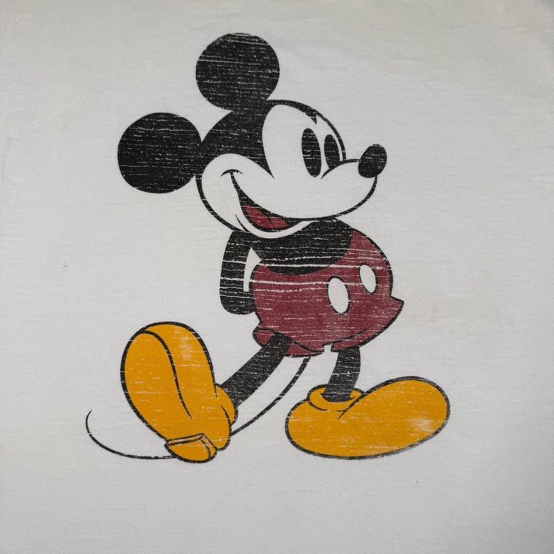 Mickey Mouse Shirt Mens XL White Walt Disney World Vintage Y2K Ringer Classic image 2