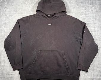 Nike-sweater heren XL zwart VTG Y2K Distressed Center Swoosh gemaakt in Canada