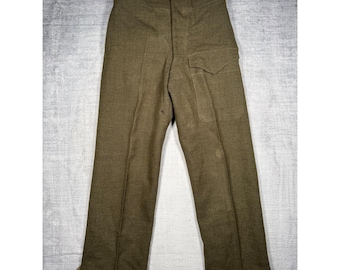 Brittiska militärbyxor herr 30x30 gröna 1949-mönster stridsullbyxor cargo