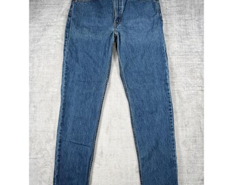 Pantalones vaqueros Levi's para hombre, talla 36x32, denim azul vintage 512, corte ajustado, pierna cónica, lavado medio.