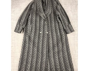 Bali & Homsi Jacket Womens 54 Gray Overcoat Vintage Alpaca Mohair Quilt Lined