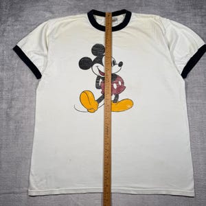 Mickey Mouse Shirt Mens XL White Walt Disney World Vintage Y2K Ringer Classic image 8