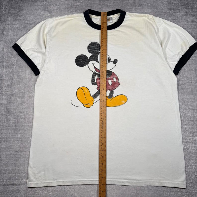 Mickey Mouse Shirt Mens XL White Walt Disney World Vintage Y2K Ringer Classic image 8