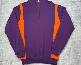 Globe Sport Sweater Mens Large Purple Vintage 80s Colorblock Wool Blend Cycling