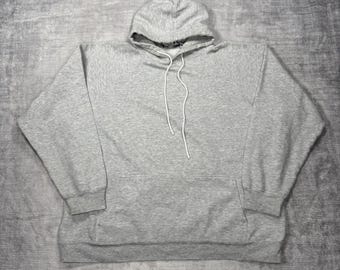 Kühlraum-Sweatshirt Herren Large Grau Vintage 90er Jahre Blanko Schwerer Hoodie Gym