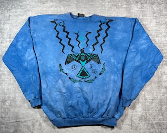 Sudadera Dagoli para hombre, talla XL, azul, tie-dye, estilo vintage, Thunderbird, The Diviner Graphic