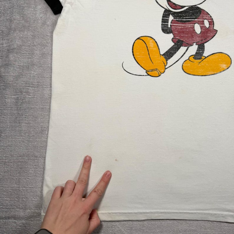 Mickey Mouse Shirt Mens XL White Walt Disney World Vintage Y2K Ringer Classic image 5