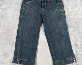 Pantalones vaqueros Point Zero para mujer, talla 10, azul denim oscuro, Nicole Benisti Capri Y2K Cropped