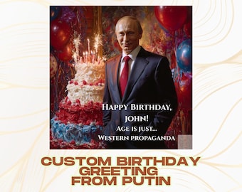 Funny Putin Birthday Card – Political Humor Greeting, Parody World Leader Birthday Card for Him or Her, Unique Funny Birthday Gift, Prank