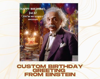Funny Einstein Birthday Card – Science Humor Greeting, Nerdy Birthday Card for Him or Her, Geeky Gift, Unique Funny Birthday Card, Prank