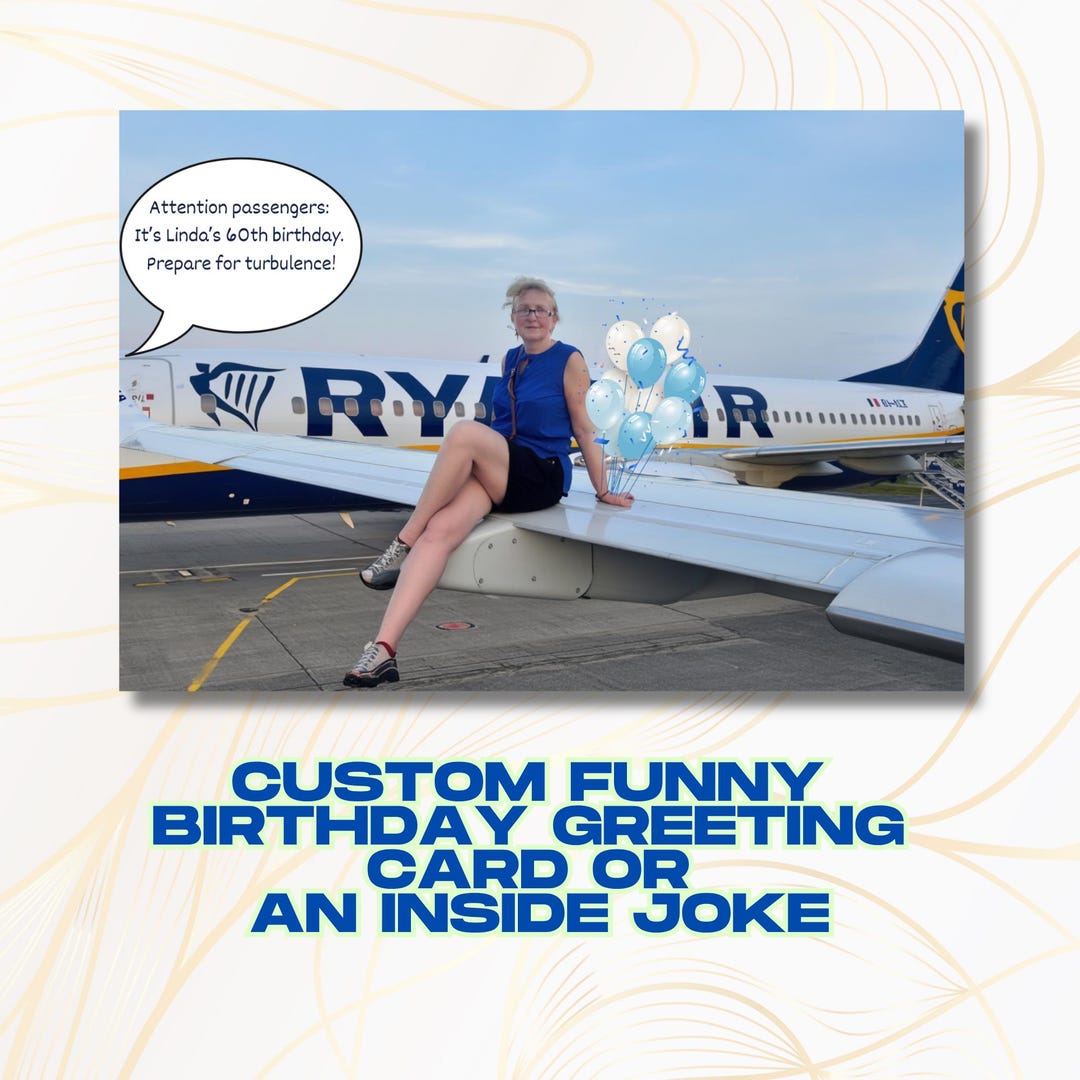 Funny Custom Airplane Birthday Card – Personalized Travel Joke Gift ...