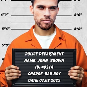 Custom Mugshot Photo – Funny Personalized Arrest Poster | Gag Gift | Birthday, Bachelor Gift, Gift for Friend, Mugshot Funny Art, Prank, Fun