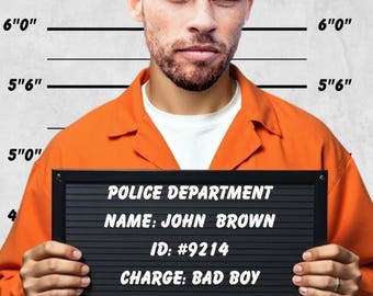 Custom Mugshot Photo – Funny Personalized Arrest Poster | Gag Gift | Birthday, Bachelor Gift, Gift for Friend, Mugshot Funny Art, Prank, Fun