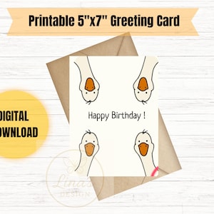 Printable Happy Birthday Card, Instant Download Birthday Card, Digital Birthday Greeting, Cute Card for Friend, DIY Birthday Gift