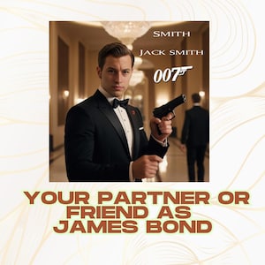 James Bond Poster, Secret Agent Poster, 007 Bond Movie Print, Spy Film Decor, Personalized James Bond Wall Art, Custom Portrait, Funny Gift