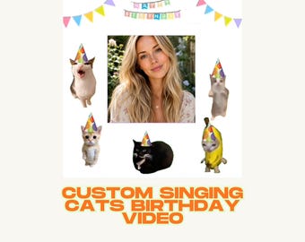 Custom Singing Cats Birthday Video | Personalized Funny Happy Birthday Cat Animation | Unique Digital Birthday Gift for Kids & Adults