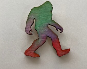 Water color wooden Bigfoot magnet