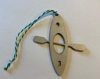 Wooden kayak ornament