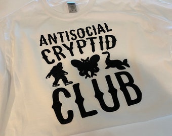 Antisocial cryptid club tee Bigfoot moth man Loch Ness monster