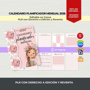 Planificador Mensual 2026 PLR EN ESPAÑOL | Documento Editable Canva | Agenda Digital 2026 | Derecho de Reventa