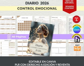 Emotional Control Journal 2026 | Editable Template, Self-Care, Emotion Management, and Mental Health Tracking