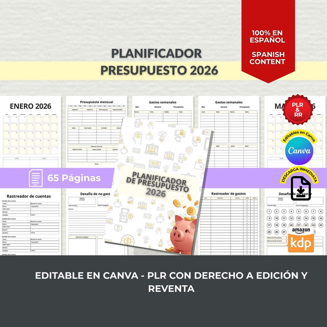 2026 Budget Planner | Editable Template in Canva, Income and Expense ...