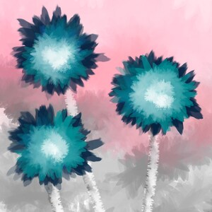 Blue Flowers Illustration, Printable Wall Art, 8x10 & 5x7 Digital Print, Instant Download