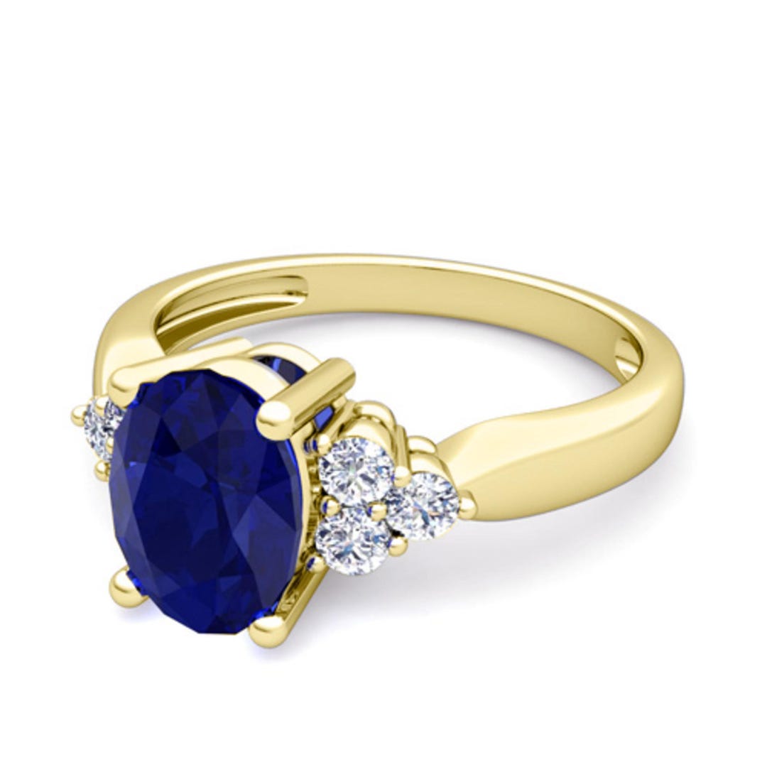 Oval Ruby and Diamond Engagement Ring in 14k Yellow Gold - Etsy