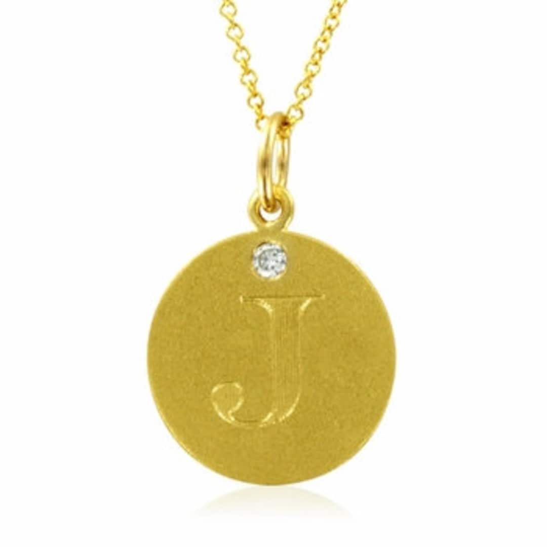 Initial Letter Necklace Letter J Diamond Necklace in 18k Yellow Gold Etsy